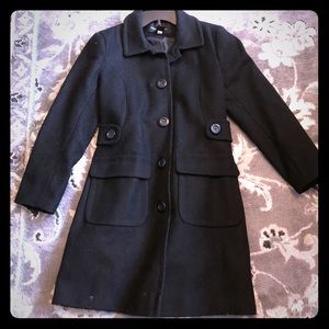 Black 100% wool long pea coat